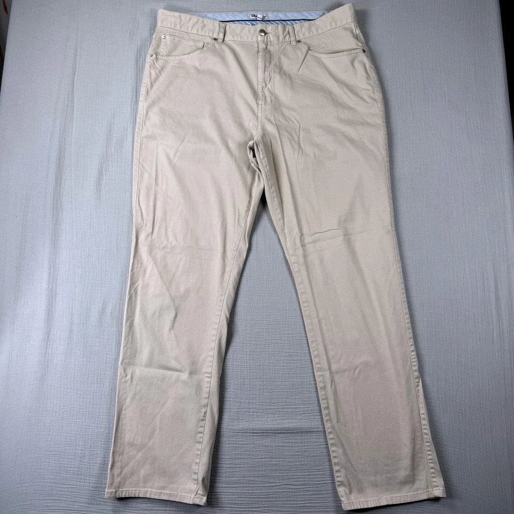 Peter Millar Mens Chino Pants Size 40‎ Beige Cream Cotton Modal Stretch 40x33